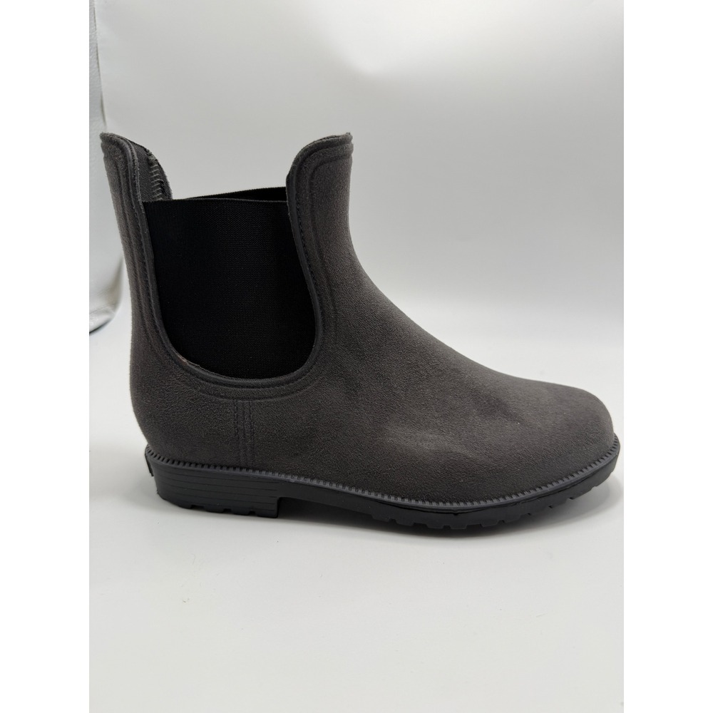 Wet Knot WK Waterproof Gray Suede Flocked Chelsea Ankle Rain Boots Womens 7